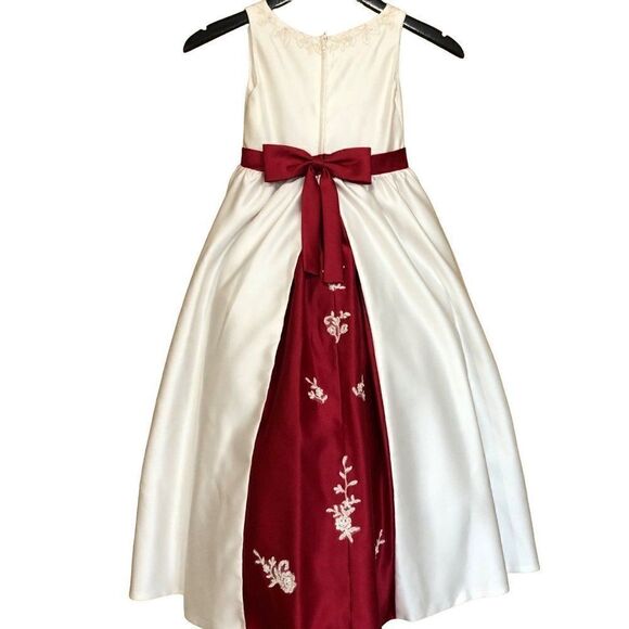 Formal Christmas Party Dress Gown White Red Girls Size 10 - Picture 6 of 6